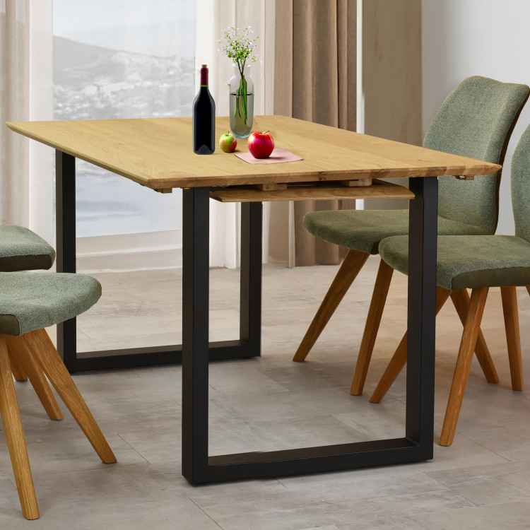 Stůl z masivu dub a rozkladem 140 (+50 cm) x 90 cm , Jídelní stoly- 7