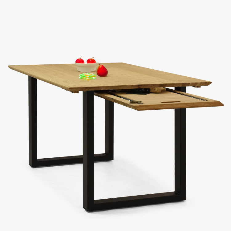 Stůl z masivu dub a rozkladem 160 (+50 cm) x 90 cm , Jídelní stoly- 5