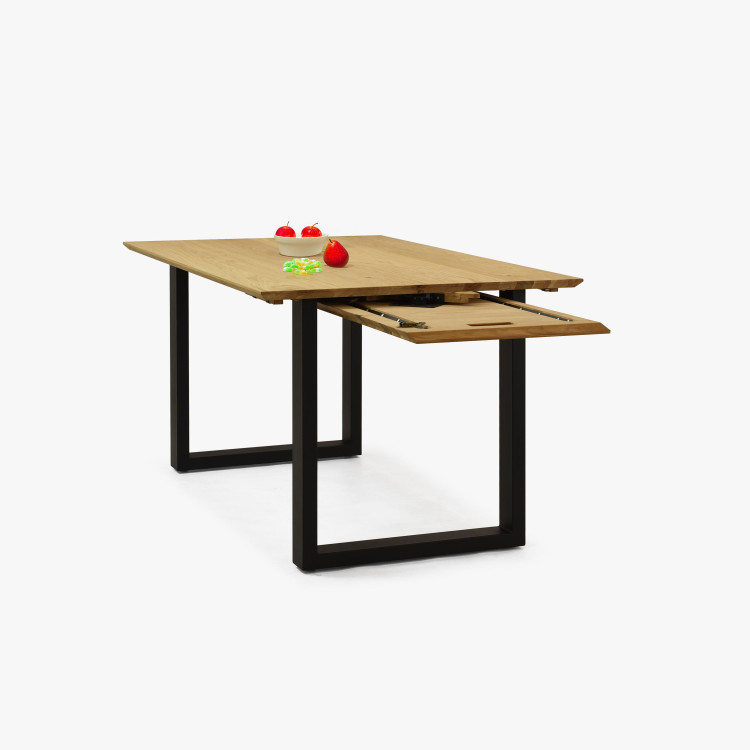 Stůl z masivu dub a rozkladem 160 (+50 cm) x 90 cm , Jídelní stoly- 9