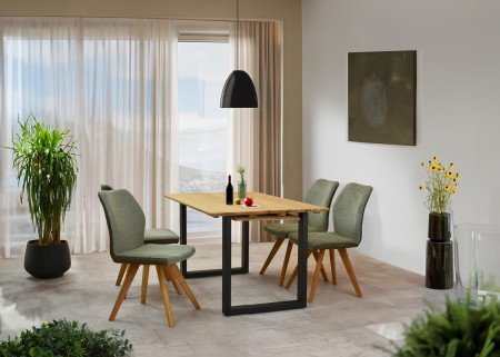 Stůl z masivu dub a rozkladem 160 (+50 cm) x 90 cm , Jídelní stoly- 17