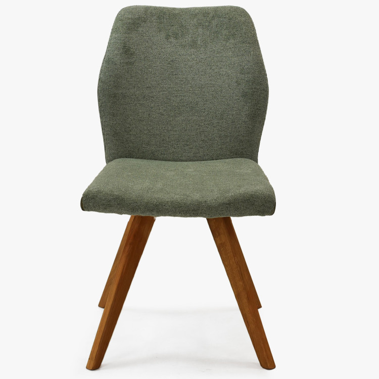 Zelená látková židle s dřevěnýma nohama , Jídelní židle- 5