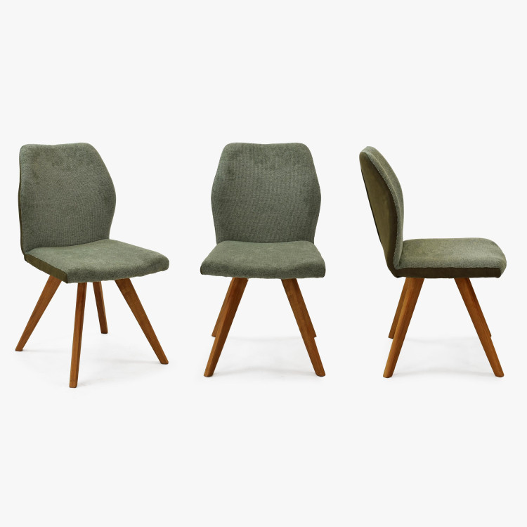 Zelená látková židle s dřevěnýma nohama , Jídelní židle- 6