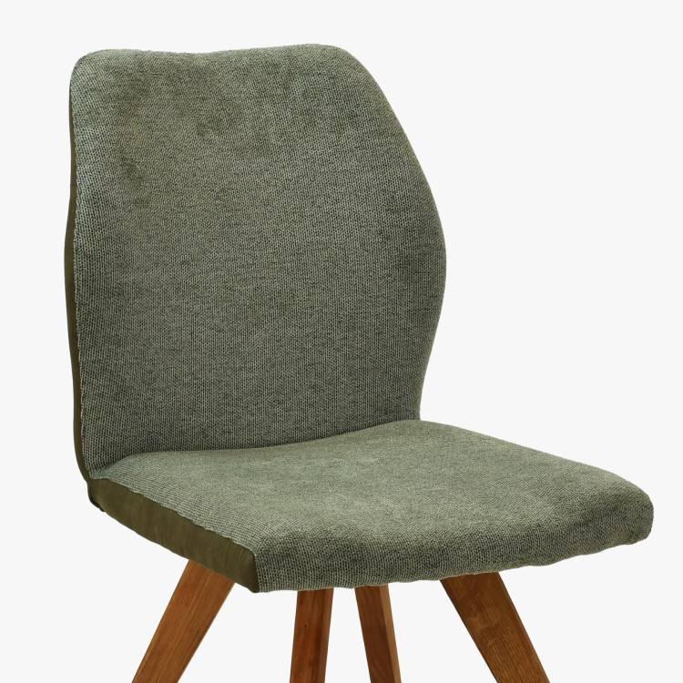 Zelená látková židle s dřevěnýma nohama , Jídelní židle- 7