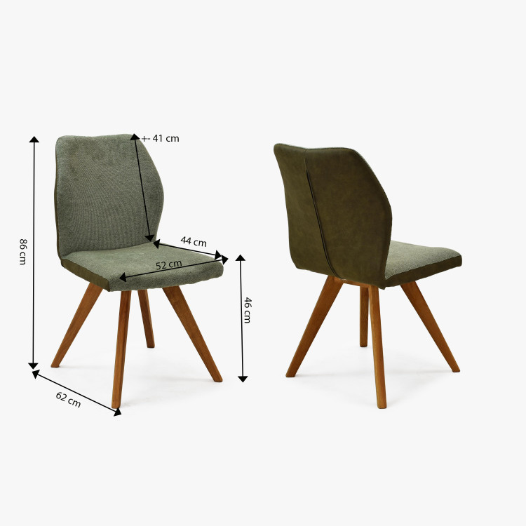 Zelená látková židle s dřevěnýma nohama , Jídelní židle- 8