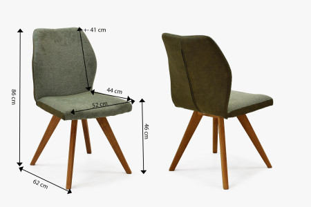 Zelená látková židle s dřevěnýma nohama , Jídelní židle- 8
