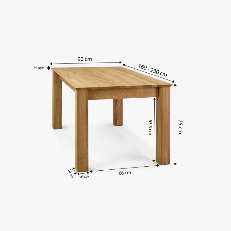 Dřevěný rozkládací stůl 160 x 90 cm, + 70 cm , Jídelní stoly- 18