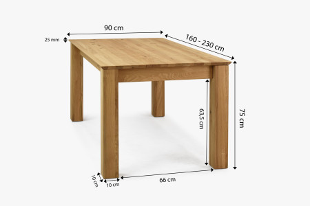 Dřevěný rozkládací stůl 160 x 90 cm, + 70 cm , Jídelní stoly- 18