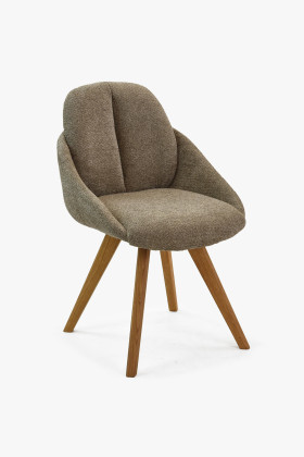 Eichenstuhl braun Stoff mit naturfarbenen Eichenfüßen