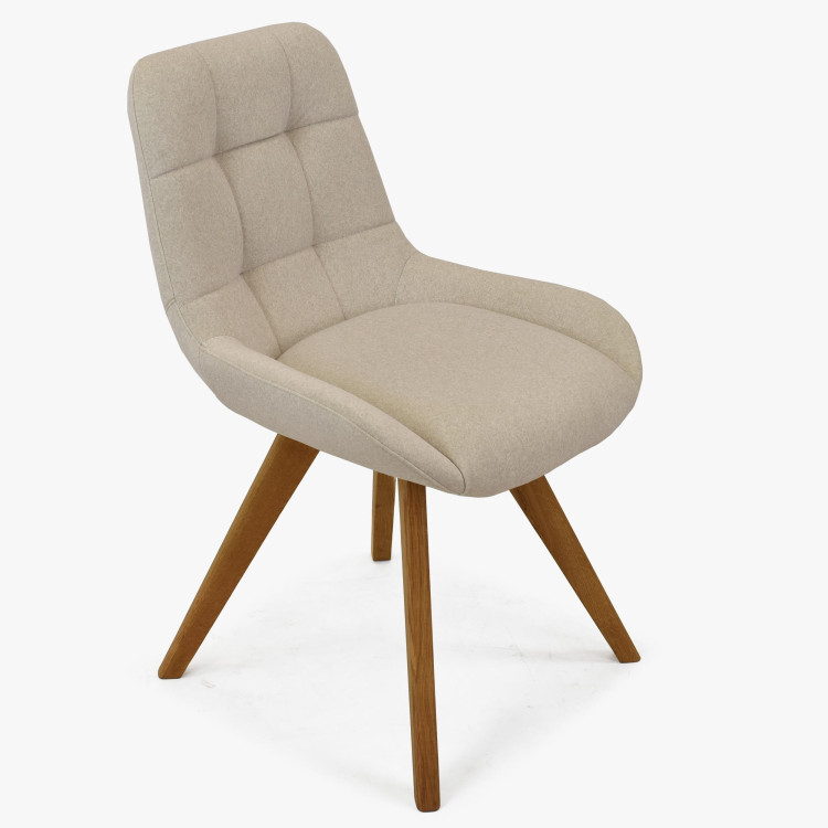 Esszimmerstuhl Natur-Eiche mit hellem Polster und Steppung