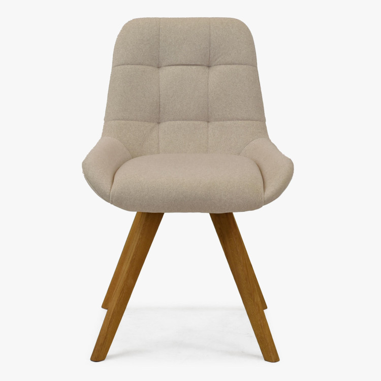 Esszimmerstuhl Natur-Eiche mit hellem Polster und Steppung