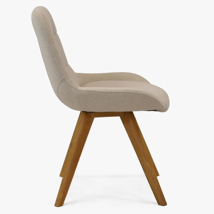 Esszimmerstuhl Natur-Eiche mit hellem Polster und Steppung