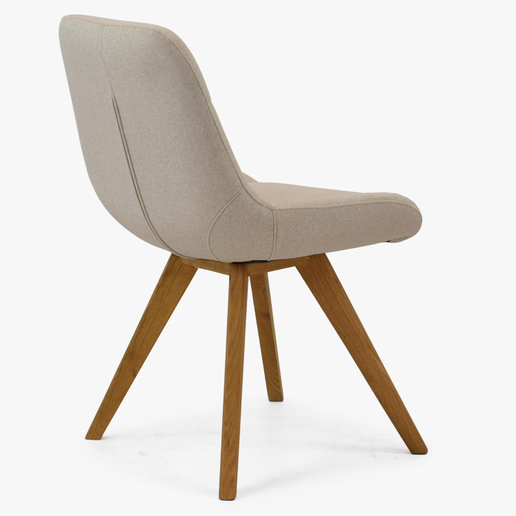 Esszimmerstuhl Natur-Eiche mit hellem Polster und Steppung