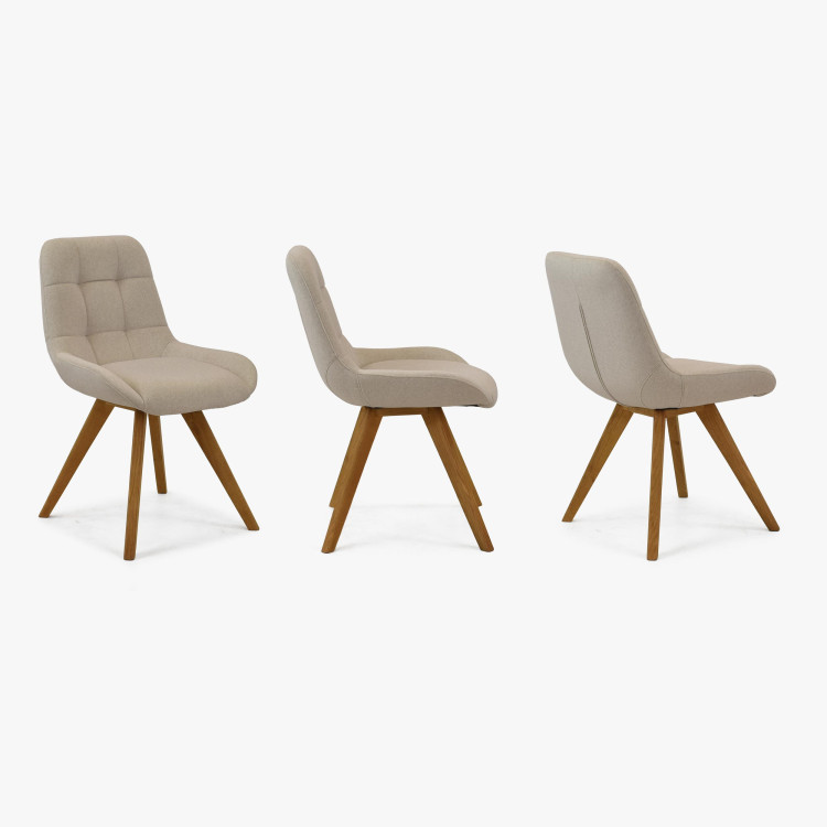 Esszimmerstuhl Natur-Eiche mit hellem Polster und Steppung