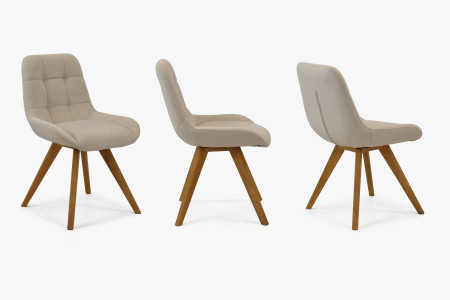 Esszimmerstuhl Natur-Eiche mit hellem Polster und Steppung