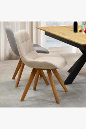 Esszimmerstuhl Natur-Eiche mit hellem Polster und Steppung 2