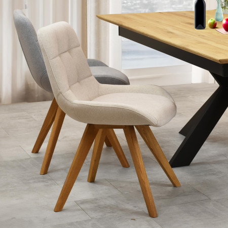 Esszimmerstuhl Natur-Eiche mit hellem Polster und Steppung