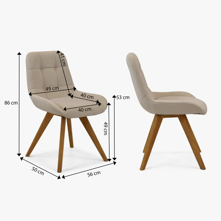 Esszimmerstuhl Natur-Eiche mit hellem Polster und Steppung