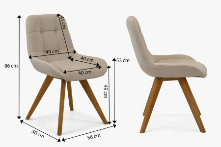Esszimmerstuhl Natur-Eiche mit hellem Polster und Steppung