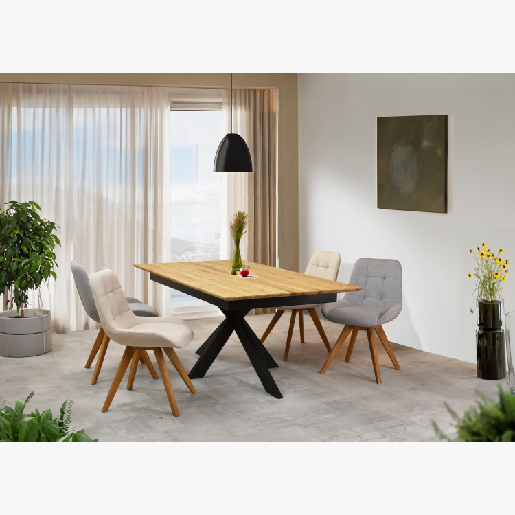 Esszimmerstuhl Natur-Eiche mit hellem Polster und Steppung