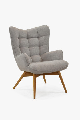 Moderner grauer Polstersessel mit Eichenholzbeinen Wohnzimmer