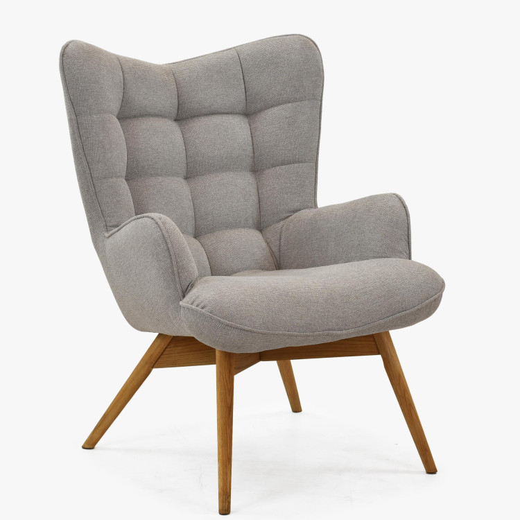 Moderner grauer Polstersessel mit Eichenholzbeinen Wohnzimmer