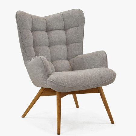 Moderner grauer Polstersessel mit Eichenholzbeinen Wohnzimmer