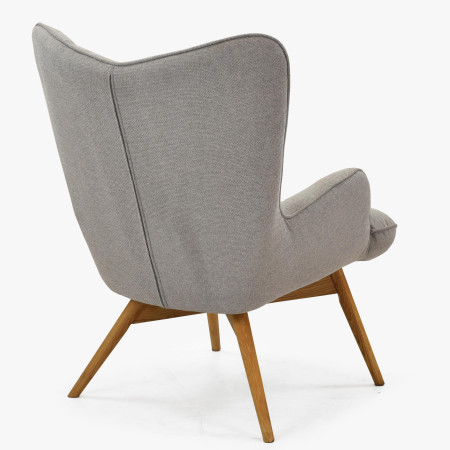 Moderner grauer Polstersessel mit Eichenholzbeinen Wohnzimmer