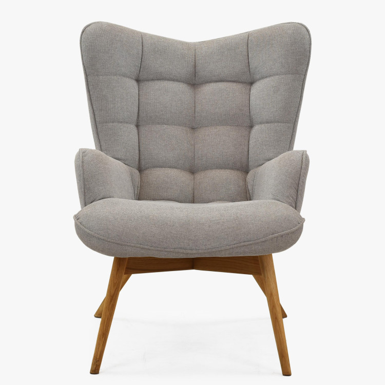 Moderner grauer Polstersessel mit Eichenholzbeinen Wohnzimmer