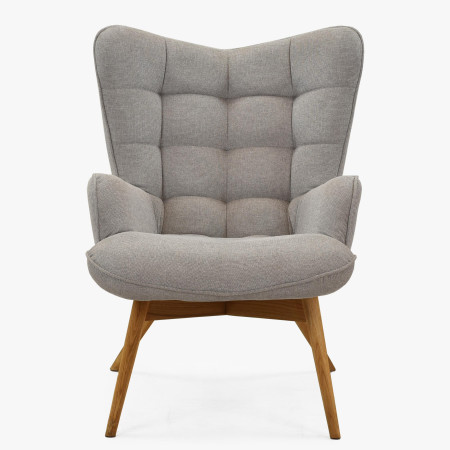 Moderner grauer Polstersessel mit Eichenholzbeinen Wohnzimmer