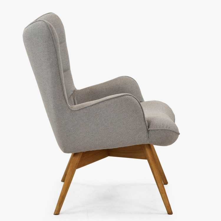 Moderner grauer Polstersessel mit Eichenholzbeinen Wohnzimmer