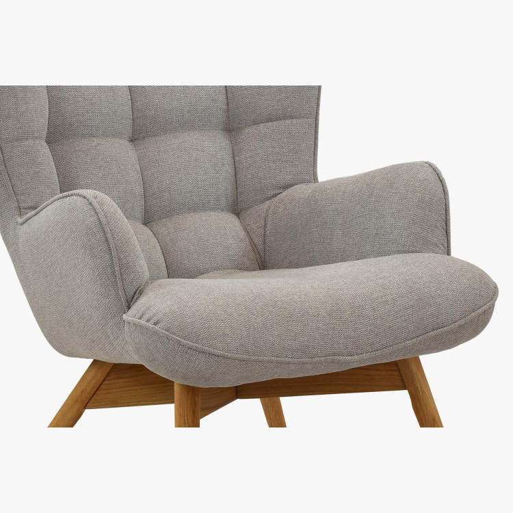 Moderner grauer Polstersessel mit Eichenholzbeinen Wohnzimmer