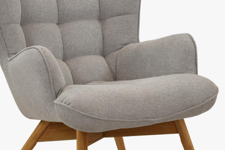 Moderner grauer Polstersessel mit Eichenholzbeinen Wohnzimmer