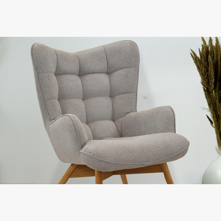 Moderner grauer Polstersessel mit Eichenholzbeinen Wohnzimmer