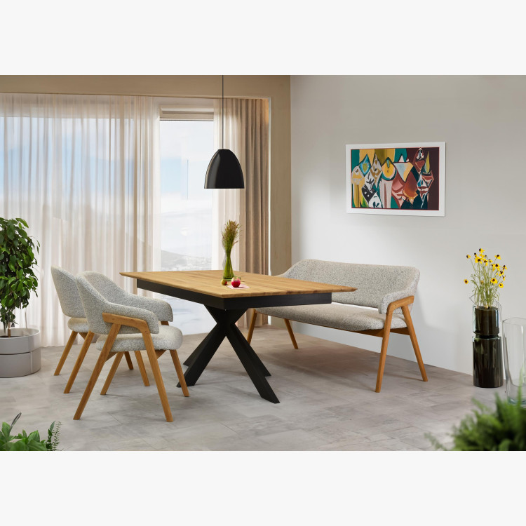 Esszimmerbank grau Stoff mit Eichenbeinen natur 2024