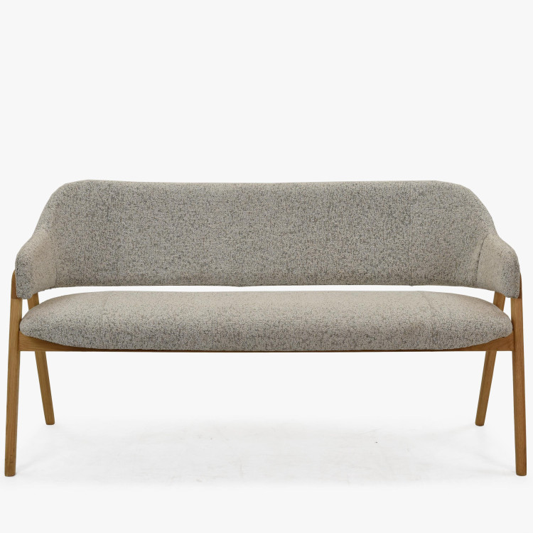 Esszimmerbank grau Stoff mit Eichenbeinen natur 2024