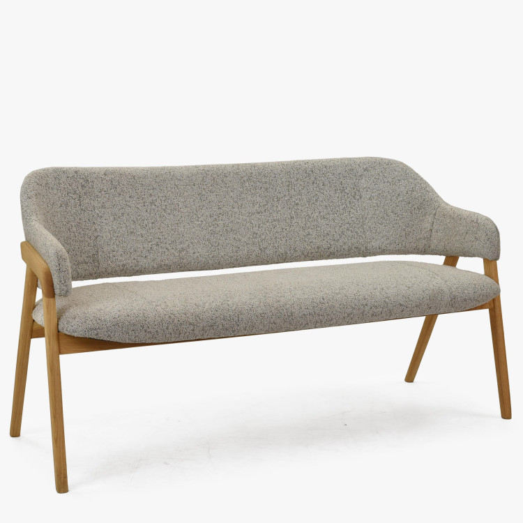 Esszimmerbank grau Stoff mit Eichenbeinen natur 2024