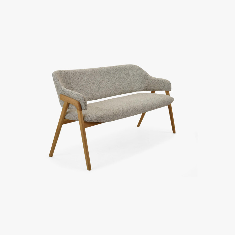 Esszimmerbank grau Stoff mit Eichenbeinen natur 2024