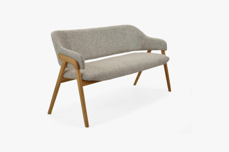 Esszimmerbank grau Stoff mit Eichenbeinen natur 2024