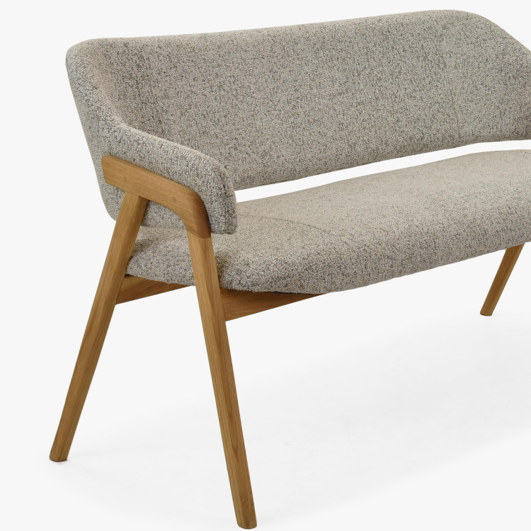 Esszimmerbank grau Stoff mit Eichenbeinen natur 2024