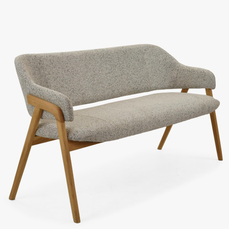 Esszimmerbank grau Stoff mit Eichenbeinen natur 2024