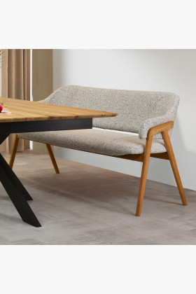 Esszimmerbank grau Stoff mit Eichenbeinen natur 2024 2
