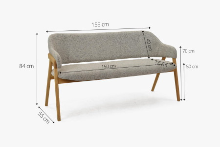 Esszimmerbank grau Stoff mit Eichenbeinen natur 2024