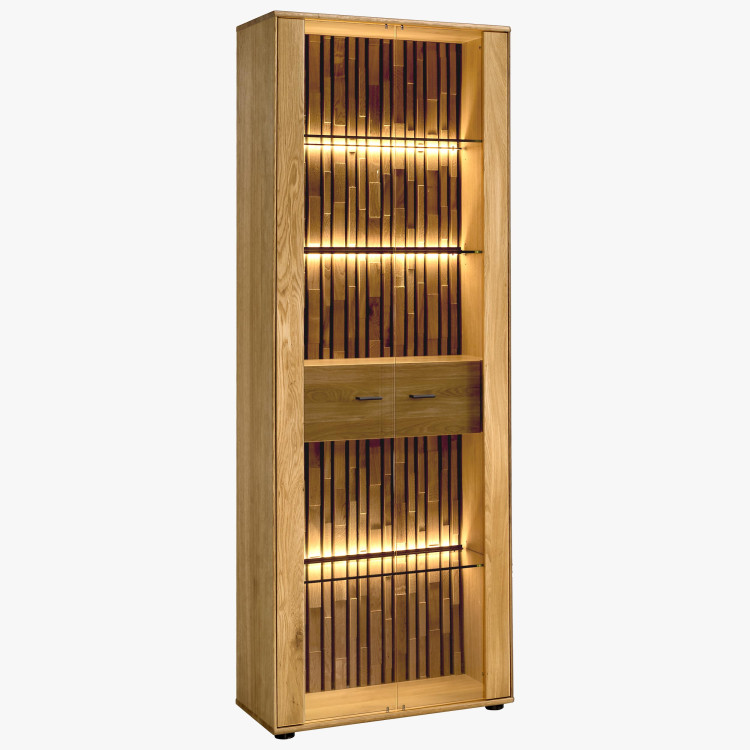 Dvoudveřová vitrina se sklem z dubu