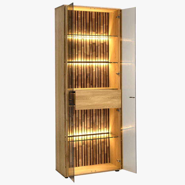 Dvoudveřová vitrina se sklem z dubu