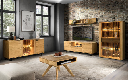 Dvoudveřová vitrina se sklem z dubu