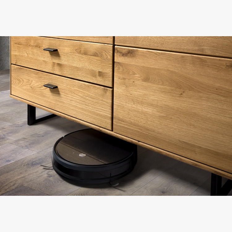 Moderní tv komoda dřevo dub, na černých kovových nohách