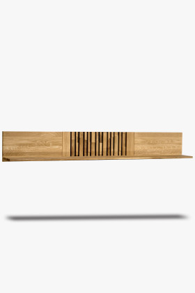 Eichenholz Wandregal L-Form mit Türen 180x28x20 cm