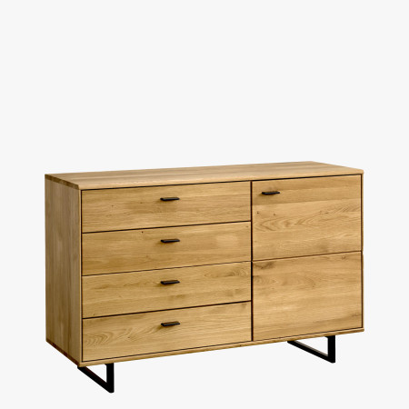 Dřevěná komoda dub s šuplíky a dvířky