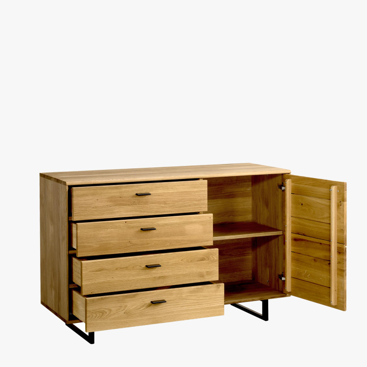 Dřevěná komoda dub s šuplíky a dvířky