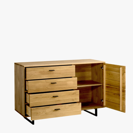 Dřevěná komoda dub s šuplíky a dvířky